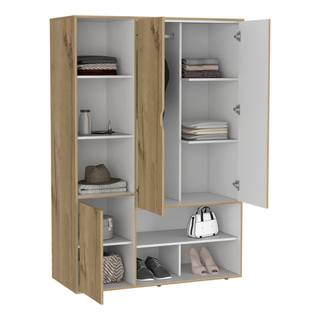 Closet Sleep Duna y Blanco 120x178cm con Seis Compartimientos y con Tres Puertas - BARES | Bylmo