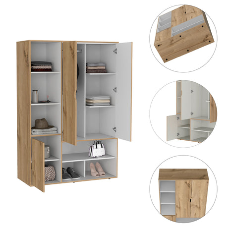 Closet Sleep Duna y Blanco 120x178cm con Seis Compartimientos y con Tres Puertas - BARES | Bylmo