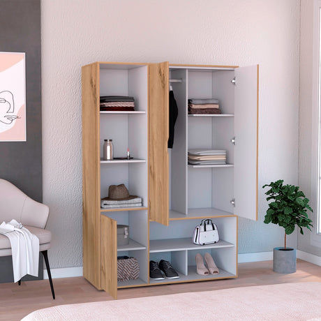 Closet Sleep Duna y Blanco 120x178cm con Seis Compartimientos y con Tres Puertas - BARES | Bylmo