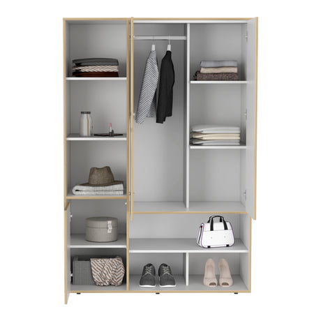 Closet Sleep Duna y Blanco 120x178cm con Seis Compartimientos y con Tres Puertas - BARES | Bylmo