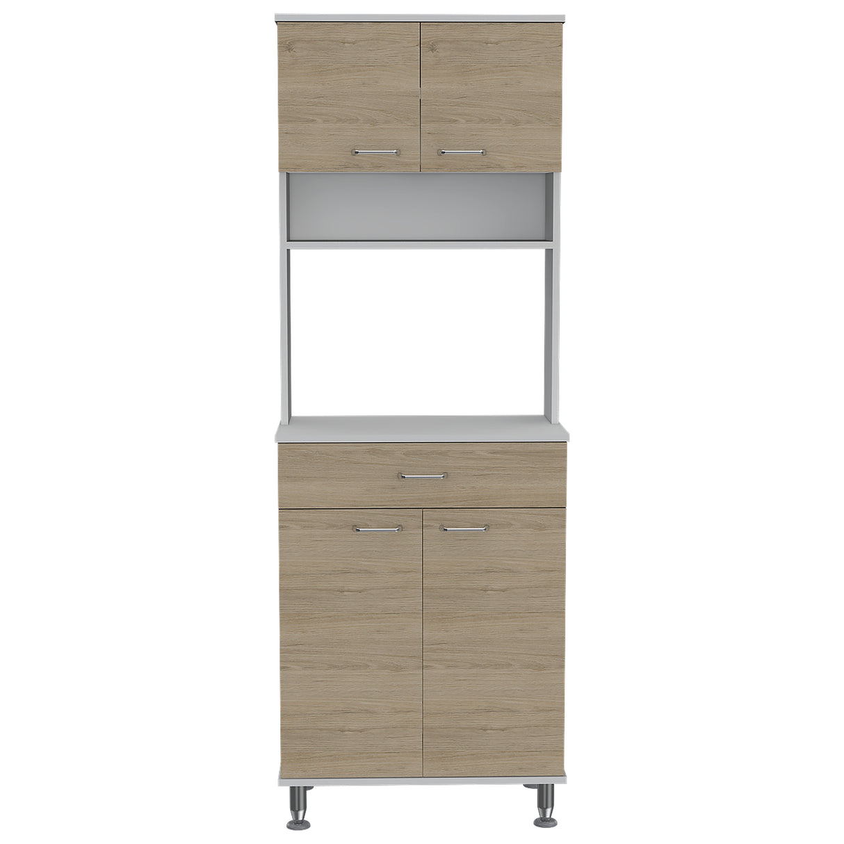 Módulo Microondas Kitchen 60 Blanco y Rovere 60x169cm con Un Cajón y con Cuatro Puertas - ALACENAS Y MUEBLES MICROONDAS | Bylmo