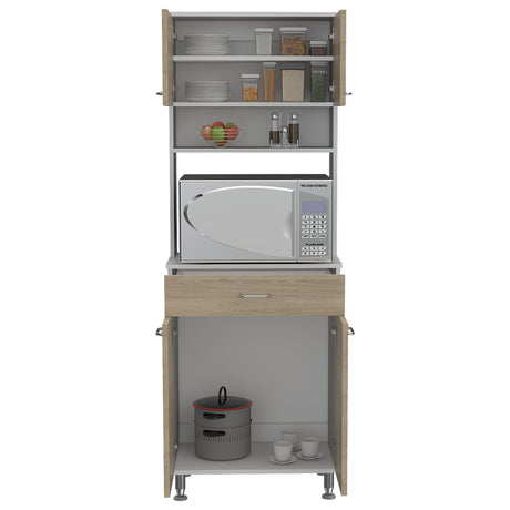 Módulo Microondas Kitchen 60 Blanco y Rovere 60x169cm con Un Cajón y con Cuatro Puertas - ALACENAS Y MUEBLES MICROONDAS | Bylmo