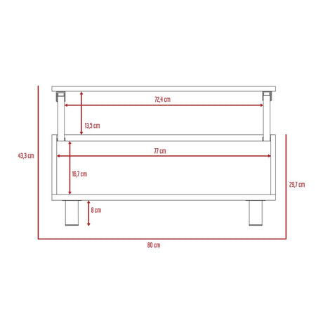 Mesa de Centro 5G Wengue y Rovere 80x29cm Rectangular Extensible con Compartimiento - MESAS DE CENTRO | Bylmo