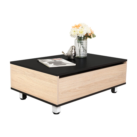 Mesa de Centro 5G Wengue y Rovere 80x29cm Rectangular Extensible con Compartimiento - MESAS DE CENTRO | Bylmo