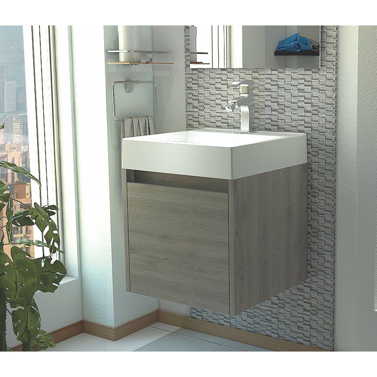 Mueble para Lavamanos Fussion Ceniza 45x42cm Individual Flotante sin Lavamanos - MUEBLES PARA LAVAMANOS | Bylmo