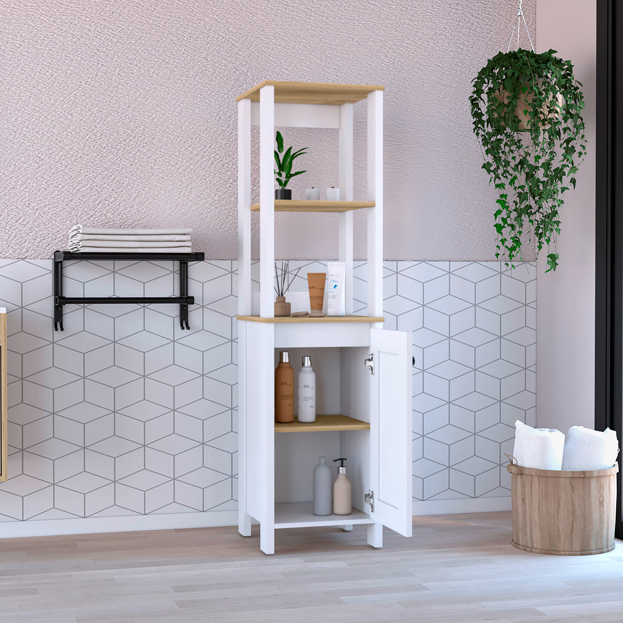 Optimizador de Baño Blanco 40x150.7cm sin Cajones y con Un Entrepaño - Muebles para Baño | Bylmo