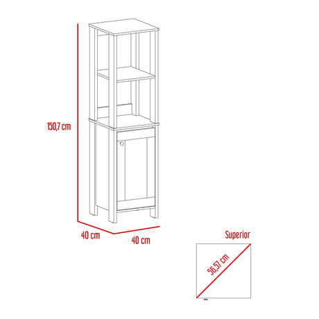 Optimizador de Baño Blanco 40x150.7cm sin Cajones y con Un Entrepaño - Muebles para Baño | Bylmo