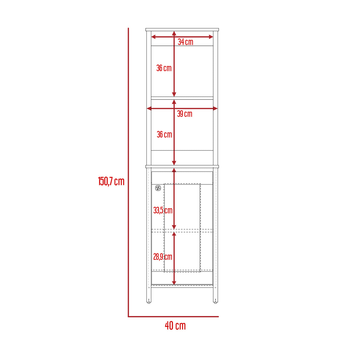 Optimizador de Baño Blanco 40x150.7cm sin Cajones y con Un Entrepaño - Muebles para Baño | Bylmo