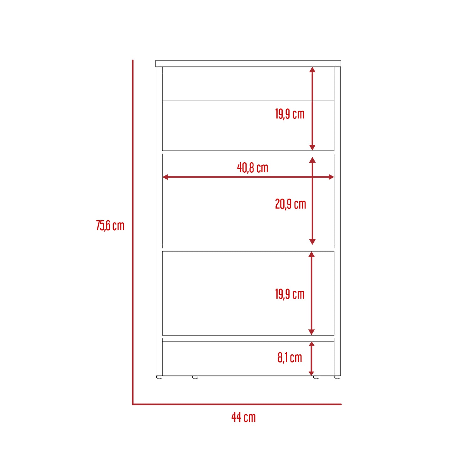 Optimizador de Baño BiColor Blanco 44x75.6cm sin Cajones y con Tres Entrepaños - Muebles para Baño | Bylmo