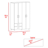 Closet Ankora Ceniza 120x180cm con 2 Cajones con 2 Entrepaños - Closets | Bylmo