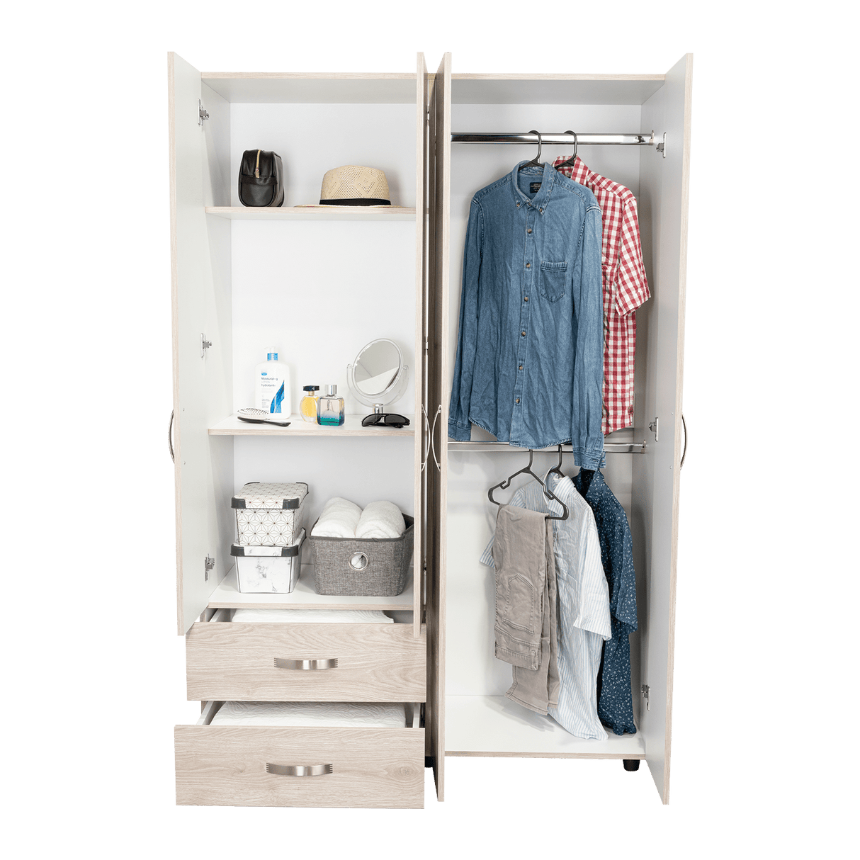 Closet Ankora Ceniza 120x180cm con 2 Cajones con 2 Entrepaños - Closets | Bylmo