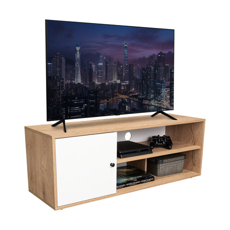 Rack de TV Noah Macadamia 120x44cm Para TV Hasta 55 Pulgadas con Un Cajón - Muebles de TV | Bylmo