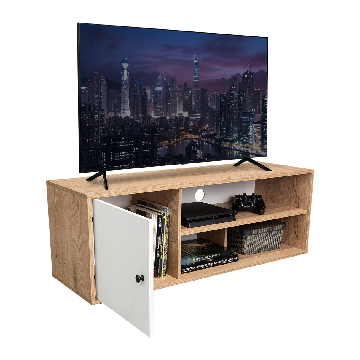 Rack de TV Noah Macadamia 120x44cm Para TV Hasta 55 Pulgadas con Un Cajón - Muebles de TV | Bylmo