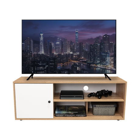 Rack de TV Noah Macadamia 120x44cm Para TV Hasta 55 Pulgadas con Un Cajón - Muebles de TV | Bylmo
