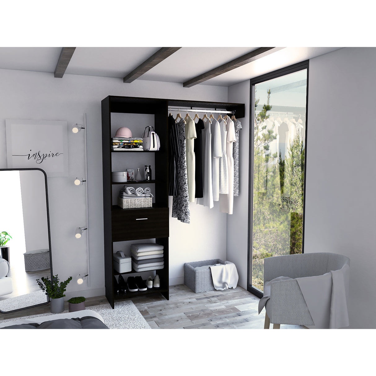 Closet Manchester Wengue 150x210cm con 1 Cajones con 4 Entrepaños - Closets | Bylmo