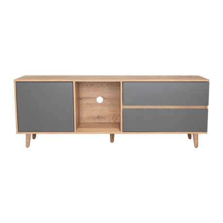 Rack de TV Salem Macadamia 158x60cm Para TV Hasta 65 Pulgadas con Tres Cajones y con Patas - Muebles de TV | Bylmo