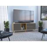 Rack de TV Salem Macadamia 158x60cm Para TV Hasta 65 Pulgadas con Tres Cajones y con Patas - Muebles de TV | Bylmo