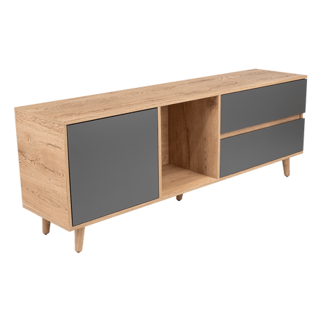 Rack de TV Salem Macadamia 158x60cm Para TV Hasta 65 Pulgadas con Tres Cajones y con Patas - Muebles de TV | Bylmo