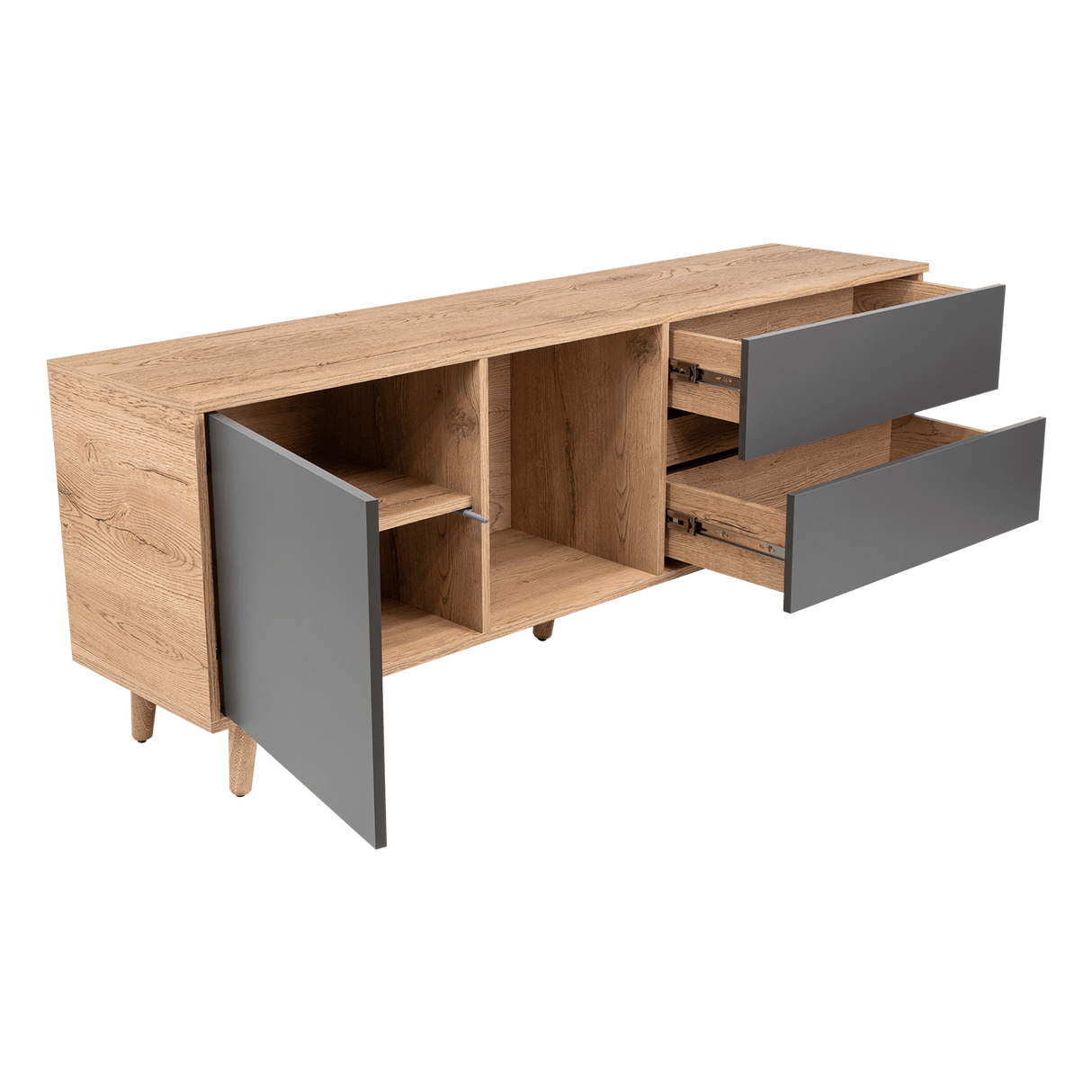 Rack de TV Salem Macadamia 158x60cm Para TV Hasta 65 Pulgadas con Tres Cajones y con Patas - Muebles de TV | Bylmo