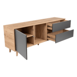 Rack de TV Salem Macadamia 158x60cm Para TV Hasta 65 Pulgadas con Tres Cajones y con Patas - Muebles de TV | Bylmo