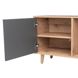 Rack de TV Salem Macadamia 158x60cm Para TV Hasta 65 Pulgadas con Tres Cajones y con Patas - Muebles de TV | Bylmo
