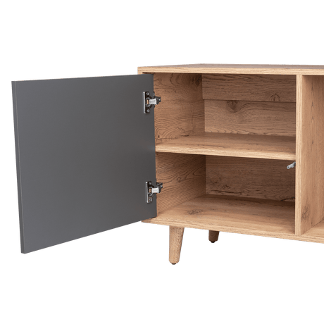 Rack de TV Salem Macadamia 158x60cm Para TV Hasta 65 Pulgadas con Tres Cajones y con Patas - Muebles de TV | Bylmo