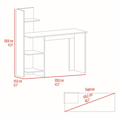 Escritorio Vilna Bardolino 120x121cm sin Cajones y con Organizador de Libros - Escritorios | Bylmo