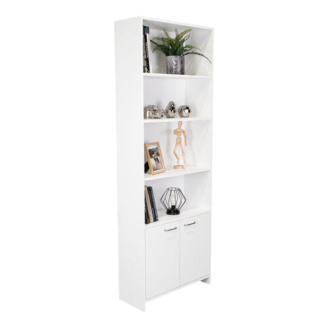 Biblioteca Lisa Plus Blanco 63x180cm Rectangular con Cinco Compartimientos y Tres Entrepaños - BIBLIOTECAS Y ESTANTERIAS | Bylmo
