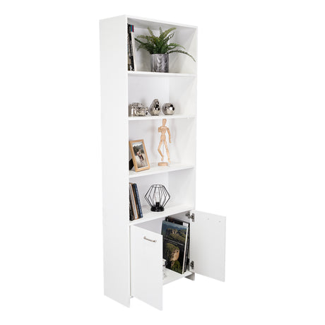 Biblioteca Lisa Plus Blanco 63x180cm Rectangular con Cinco Compartimientos y Tres Entrepaños - BIBLIOTECAS Y ESTANTERIAS | Bylmo