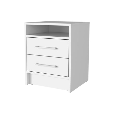 Mesa de Noche Eter Blanco 40x50.7cm con Dos Cajones y con Un Compartimiento - MESAS DE NOCHE | Bylmo
