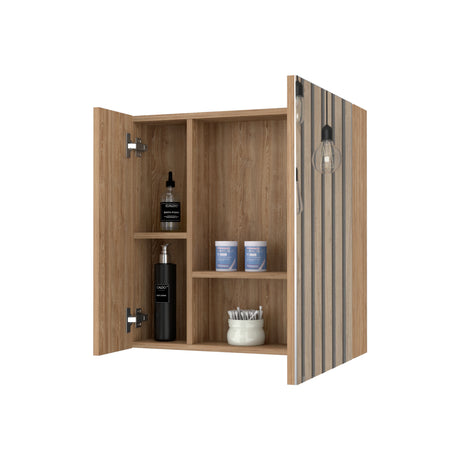 Gabinete de Baño Barcelona Miel 60x60cm Rectangular con Espejo y con Dos Puertas - GABINETES DE BANHO | Bylmo