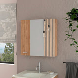 Gabinete de Baño Barcelona Miel 60x60cm Rectangular con Espejo y con Dos Puertas - GABINETES DE BANHO | Bylmo