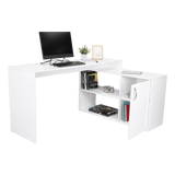 Escritorio en L Axis Blanco 151.5x76.5cm sin Cajones y con Organizador de Libros - Escritorios y Archivadores | Bylmo
