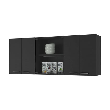 Mueble Superior de Cocina Superior Wengue 150x60cm con Dos Entrepaños Seis Puertas y con Locero - MUEBLES SUPERIORES DE COCINA | Bylmo