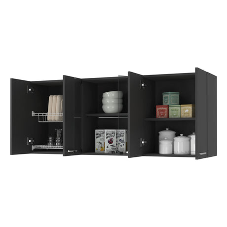 Mueble Superior de Cocina Superior Wengue 150x60cm con Dos Entrepaños Seis Puertas y con Locero - MUEBLES SUPERIORES DE COCINA | Bylmo