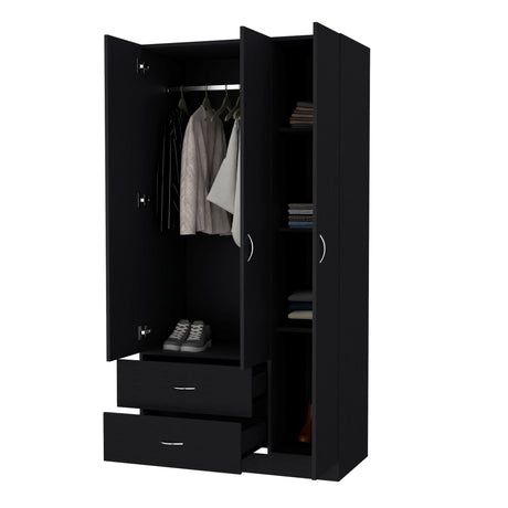 Closet Austral Wengue 90x180cm con Tres Puertas y con Dos Cajones - CLOSETS | Bylmo