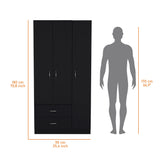 Closet Austral Wengue 90x180cm con Tres Puertas y con Dos Cajones - CLOSETS | Bylmo