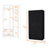 Closet Austral Wengue 90x180cm con Tres Puertas y con Dos Cajones - CLOSETS | Bylmo