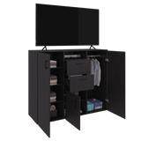 Closet Letna Wengue 140x140cm con 2 Cajones con 4 Entrepaños con Espacio para TV - Closets | Bylmo