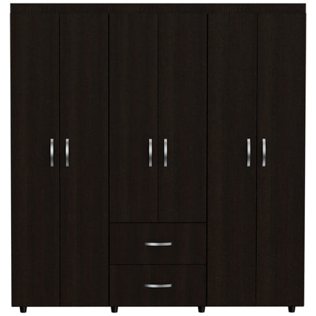 Closet Bariloche Wengue 170.3x180cm con Seis Puertas y con Dos Cajones - CLOSETS | Bylmo