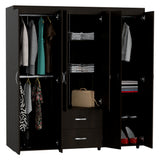 Closet Bariloche Wengue 170.3x180cm con Seis Puertas y con Dos Cajones - CLOSETS | Bylmo