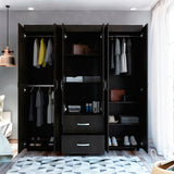 Closet Bariloche Wengue 170.3x180cm con Seis Puertas y con Dos Cajones - CLOSETS | Bylmo