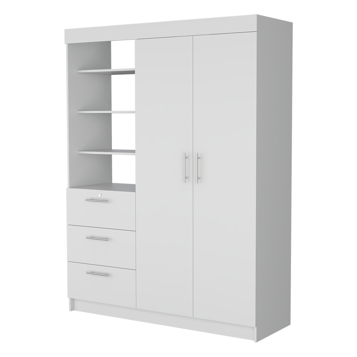 Armario para Ropa Kenya Blanco 150x200.75cm con Dos Puertas y con Tres Cajones - CLOSETS | Bylmo
