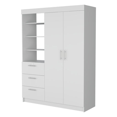 Armario para Ropa Kenya Blanco 150x200.75cm con Dos Puertas y con Tres Cajones - CLOSETS | Bylmo