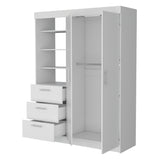 Armario para Ropa Kenya Blanco 150x200.75cm con Dos Puertas y con Tres Cajones - CLOSETS | Bylmo