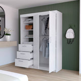 Armario para Ropa Kenya Blanco 150x200.75cm con Dos Puertas y con Tres Cajones - CLOSETS | Bylmo