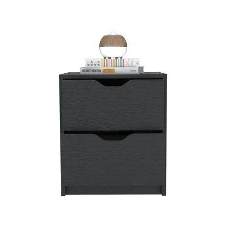 Mesa de Noche Wengue 41x48cm con Dos Cajones - MESAS DE NOCHE | Bylmo