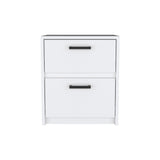 Mesa de Noche Blanco 40x46.5cm con Dos Cajones - MESAS DE NOCHE | Bylmo