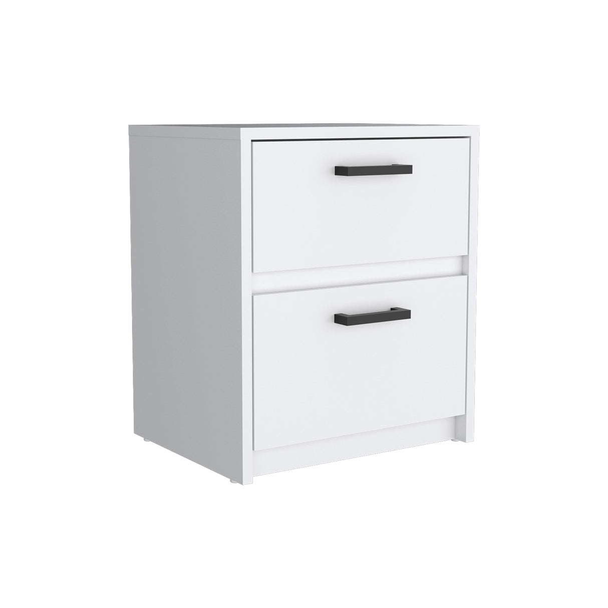 Mesa de Noche Blanco 40x46.5cm con Dos Cajones - MESAS DE NOCHE | Bylmo
