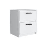 Mesa de Noche Blanco 40x46.5cm con Dos Cajones - MESAS DE NOCHE | Bylmo